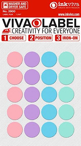 3D Iron on Applique Label 15mm Round Patch Package of 20 Matt Finish in Multi-Colors