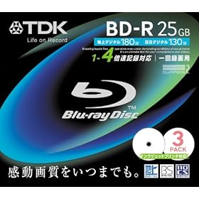 TDK �^��p�u���[���C�f�B�X�N 25GB BD-R(1��^��p) 4X �z���C�g���C�h�v�����^�u��