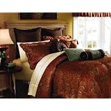20 PC. PERSIA RUST BLUE BROWN PAISLEY BED IN A BAG COMFORTER SET W  SHEETS QUEEN by 