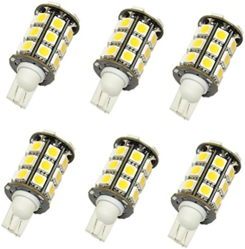 6 X N.R.G 921 906 194 T10 Wedge Base 27 LED Omni-Directional Light Bulb 10-30v 12v / 24v 405 Lumens - Warm White