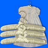 from HANGERWORLD Gift Pack of 3 Gorgeous Soft White Satin Padded Coat Hangers 27cm wide - for Baby & Toddler Clothes, Christening Gowns etc.