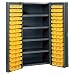 Edsal BC6202G 38-Inch Wide by 24-Inch Deep by 72-Inch High 96-Plastic Bin/Four-Shelf Welded Storage Cabinet, Grey/Yellow