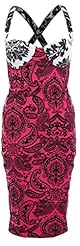 Bandeau Neck Sleeveless Paisley Bodycon Dress/Midi Dress 