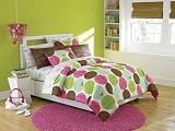 Girls Roxy Teen Pink Brown Green Dots Bed in a Bag