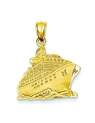 14K Yellow Gold Cruise Ship Charm Sailing Vacation