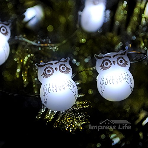 Christmas Snow Owl LED String Lights By Impress Life® on 10ft Copper Wire 40 Cold White LEDs with Remote for Thanksgiving/Baby Shower/Outdoor/Indoor Parties Decorations