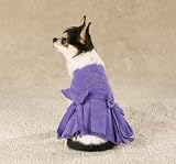 Dog Dress - Purple Corduroy Rhinestone Rose Dress - X-Small (XS)