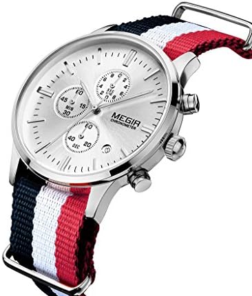 Huangtaii Men's Sport Watch with Silver Bezel White Dial Red Band #Dyl-9