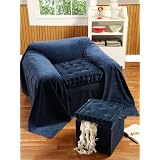Homescapes - Arm Chair Booster Cushion - NAVY Blue - 100% Cotton Velvet Fabric and supportive cotton Comfort Enhancer filling.by Homescapes