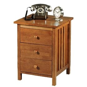 Mission - style 3 - drawer Nightstand, 25Hx19W, LIGHT CHERRY