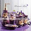 Delicate Purple 5pc Resin Bathroom Set pac in box