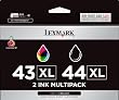 Lexmark 43XL & 44 XL Pack Color and Black High Yield Print Cartridges