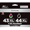 Lexmark 43XL & 44 XL Pack Color and Black High Yield Print Cartridges