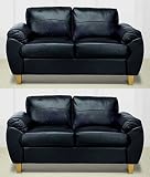 Amelia 2 Regular 2 Seater Black Leather Sofas Luxury Leather Sofas