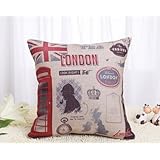 Claybox Decorative 18 x 18 Inch Linen Cloth Pillow Cover Cushion Case, Welcome to London