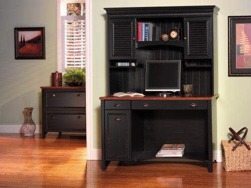 Bush Furniture Fairview Computer Desk, Antique Black/Hansen Cherry