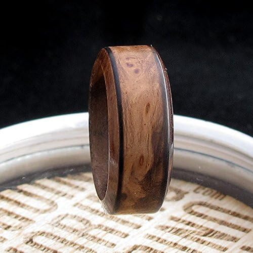 Walnut Burl Wood Ring Wedding Engagement Promise Anniversary Gift-Box Ring gift for her &amp; him