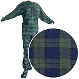 Big Feet PJs Green Plaid Flannel Footed Pajamas for Women and Men