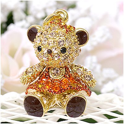 スワロフスキー 携帯 ストラップ キューティー クマちゃん オレンジ