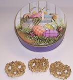 Scott's Cakes White Chocolate Covered Pretzel with Walnuts in a Mini Easter Basket Tin