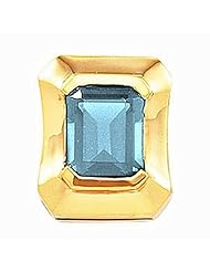 18K Yellow Gold Emerald Cut Aquamarine Pendant -- LIFETIME WARRANTY