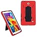 Galaxy Tab 4 7.0 2014 T230 Case, KIQ Shockproof Heavy Duty Dual-Layer Full-Body Rugged Kickstand Screen Protector Case Cover for Samsung Galaxy Tab 4 7-inch SM-T230 (Hybrid Black-in/Red)