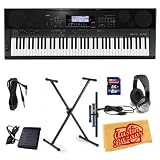 Casio WK-7500 Workstation Keyboard Bundle with Keyboard Stand, 8 GB SD Card, 10-Foot Instrument Cable, Sustain Pedal, Headphones, and Polishing Cloth
