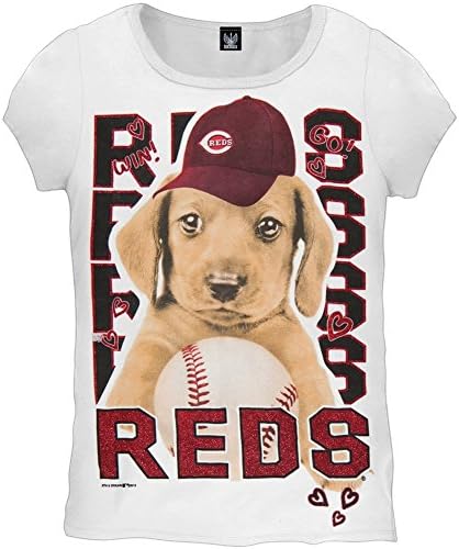 Cincinnati Reds - Puppy Dog Girls Youth T-Shirt - 20 White