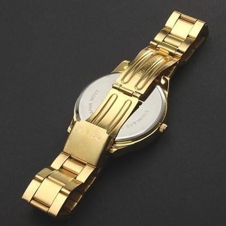 OnceAll Luxury Men Women Double Diamonded Watch Gold Steel Analog Quartz Wristwatch Gift