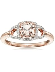 Jewelry: 10k Pink Gold Morganite and Diamond Cushion Ring (1/10cttw, I-J Color, I2-I3 Clarity), Size 7 - Amazon Collection