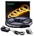 GuoTonG Dimmable LED Light Strip Kit with UL Listed Power Supply, 300 Units SMD 2835 LEDs, 16.4ft/5m 12V DC Non-Waterproof, LED Ribbon, DIY Indoor Kitchen Bar Celebration Decoration, 3000k Warm White