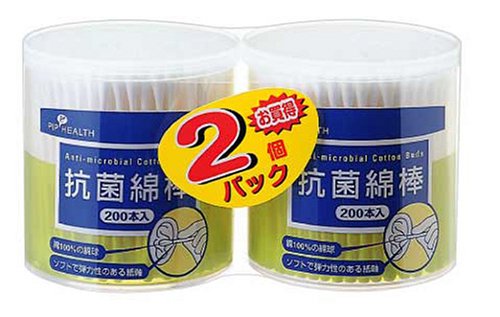 P！H182 抗菌綿棒200本  ケース入 　2個パック