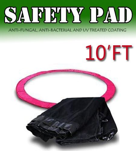 New 10' FT Trampoline Enclosure Net Mesh (8 Pole) & Safety Spring Pad Cover Pink