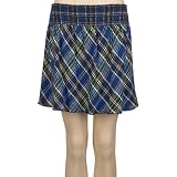 FULL TILT Womens Smocked Plaid Flannel Mini Skirt - Blue Combo