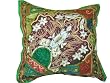 Beaded Zardozi Vintage Sari Decorative Green Floor Pillow Cushion Covers