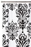 Carnation Home Fashions Beacon Hill Peva Shower Curtain and Matching Resin Shower Curtain Hooks, Black