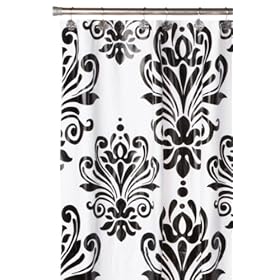  Carnation Home Fashions Beacon Hill Peva Shower Curtain and Matching Resin Shower Curtain Hooks, Black