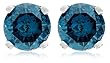 14k White Gold Round Blue Diamond Stud Earrings (3/8 cttw)