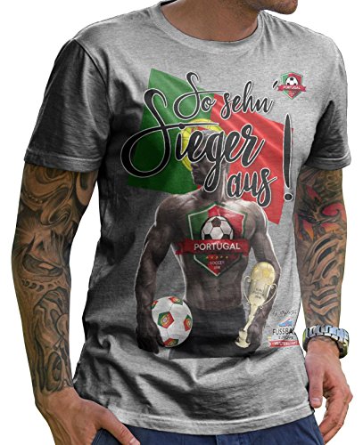 Stylotex Herren T-Shirt Basic So sehn Sieger aus Guy Portugal, Farbe:heather;Größe:M