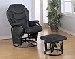 Black Leatherette Rocker/Glider Recliner w/Ottoman By Coaster Furniture