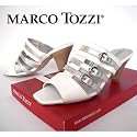 MARCO TOZZI Damen Pantolette mit markantem Bandeau, weiss-silber