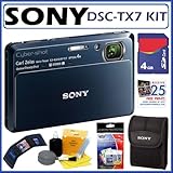 Sony DSCTX7 DSC-TX7 10.2MP CMOS Digital Camera with 4x Optical Zoom
 with Optical Steady Shot Image Stabilization and 3.5-inch Touch Screen 
LCD in Blue + 4GB Accessory Kit