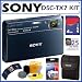 Sony DSCTX7 DSC-TX7 10.2MP CMOS Digital Camera with 4x Optical Zoom with Optical Steady Shot Image Stabilization and 3.5-inch Touch Screen LCD in Blue + 4GB Accessory Kit