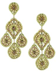Miguel Ases Peridot-Color Bead and Swarovski 14k Gold Filled Drop Earrings