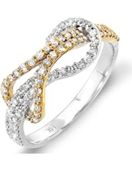 0.45 Carat (ctw) 14k White & Yellow Gold Round Diamond Ladies Cocktail Ring 1/2 CT