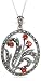 Sterling Silver Marcasite & Garnet Flower Pendant, 18"