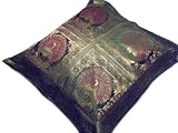 Green Peacock Floor Pillow Brocade Big Lounge India Pillow Euro Sham Cover 26"