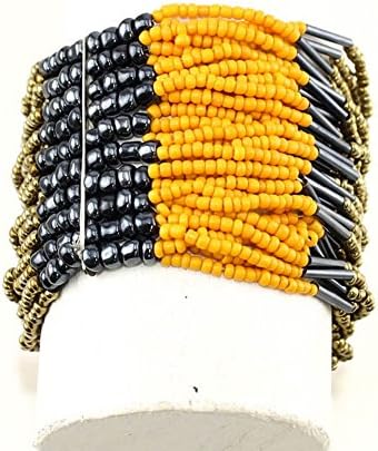 TWO TONE MUSTARD SEED BEAD STRETCH BRACELET