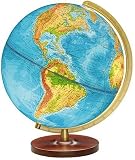 14 Illuminated Globe, Walnut Base, DUPLEX Map, Acrylic Ball