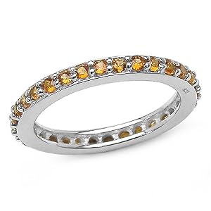 1.25 Carat Genuine Orange Sapphire Sterling Silver Ring